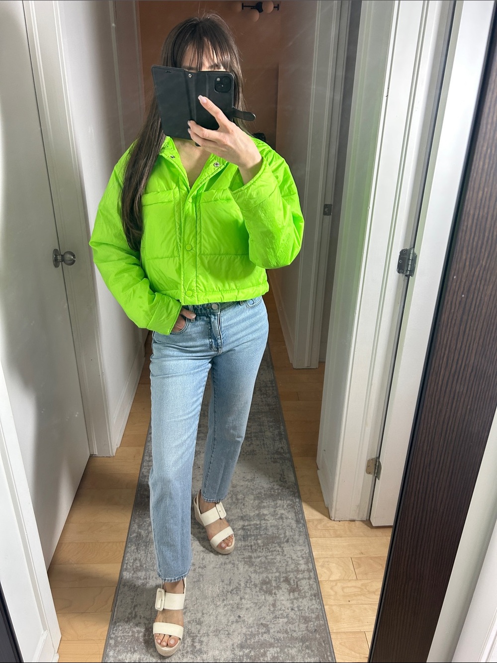 ONLY Neon Green Cropped Jacket | Lightweight Oversized Shacket